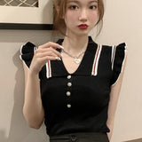 Knitted Tops For Women Tank Top Korean Fashion Beading Womens Sleeveless Slim Knit Vest Casual Woman Clothes Haut