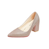 Fongt And Summer Korean Version Of Thick Heel Single Shoes Net Red Sexy Professional High Heels Gentle Style Dress 35-43