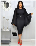 African Dresses for Women Dashiki 2021 New African Clothes Bazin Riche Sexy Slim Ruffle Sleeve Robe Africain Grown Africa