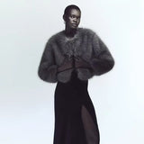 Fongt Winter Women's Artificial Fur Effect Short Jacket Coat-Outfit