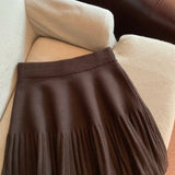 Knitted Pleated High-Waisted Mini Skirt-Outfit
