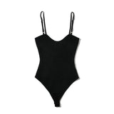 Women Sexy Candy Color Spaghetti Adjust Bodysuit Female Knitted Bodycon Overalls Summer Knit Bodysuits