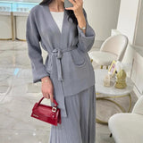 Fongt Autumn New Women's Pure Color Temperament With A Stylish Dress Two-Set