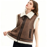 Fongt Women's Clothing 2025 Autumn And Winter New Fur One-Piece Velvet Splicing Vest Vest