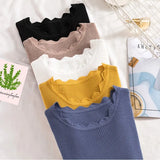Casual Five Color Slim Pit Knitted Sweater Long Sleeve Irregular Neck High Street All-match Pullover 2021 Winter New