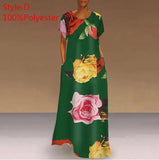 Printed Maxi Dress 2022 Casual Women's Summer Sundress VONDA Bohemian Female Printed Robe Short Sleeve