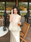 Fongt Xixi 2025 Summer New Korean Version Of The Temperament With Chiffon Sleeveless Shirt Women's Top 89338