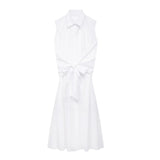 New Spring Style Knot Poplin Shirt Dress 2766924-Outfit