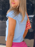 Letter Pattern Crop Top-Outfit