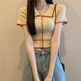Silk Short-Sleeved T-Shirt Women's Summer 2025 New Design Sense Bm Short Polo Collar Knitting Top