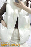 New Body Warmer Women's Down Cotton Vest Jacket Loose White Down Cotton Thick Waistcoat Vest Zipper Sleeveless Coat