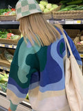Abstract Print Jumper Knit Sweater-Outfit