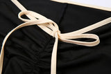 Black Ribbon Tie-Up Top And Pants Two Piece Set-Outfit