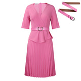 Fongt Women's 2025 New Fashion Plus-Size Temperament Tongle V-Neck Pressure Folding African Dress