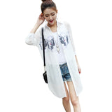 Chiffon Blouse Women 2019 Summer Digital Print Long Sun protection Shirt Female Elegant Casual Tops Chiffon Shirts