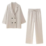 Fongt Explosion Women's Ins Wrinkled Blazer Casual Trousers Suit