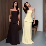Fongt 2025 New Women's Breast-Wear Pure Color Half-Dress Temperament Fashion Suit
