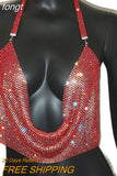 Shiny Rhinestone Crop Top For Women Sleeveless Backless Deep V Neck Tank Top See Through Adjustable Camisole Club