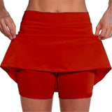 Solid Color Medium Waist Skirt, Exercise Yoga, Three-Point Shorts, Skirt Trousers.-Outfit