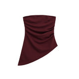 Fongt Women's Clothing INS Net Red Blast Folding Body Asymmetric Top