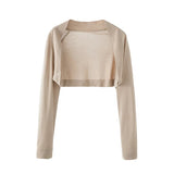 women's knitted cardigan knit long sleeve thin shawl solid super cropped cardigans femme-Outfit