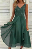 Fongt Chiffon Stitching Lace Hollow Out Long Dress Bridesmaid Evening Dress