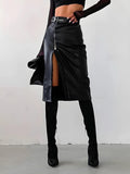 Zip Up Slit Midi Pencil