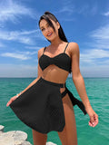 2023 New Leak Eye Cloth Sexy Side-Leak Net Yarn Three-Piece Swimsuit Swimsuit