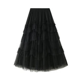Fongt Skirt 2025 Spring New Mesh Dress Design Half-Dress Net Yarn Splicing Ponpong Skirt D1865