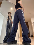 Patchwork Striped Baggy Sweatpants-Outfit