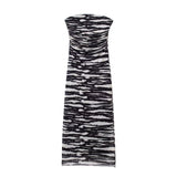 Fongt New Women's First-Word Screen Printing Dress Folds