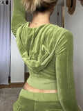 Velvet Zip Up Hoodie-Outfit