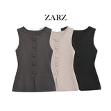Fongt Homemade New Women's Classic Soft Buckle Vest Blouse 5039394