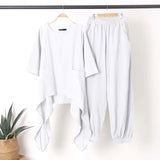 ZANZEA Fashion 2PCS Wide Leg Pants Sets Spring O-Neck Long Sleeve Blouse Suits Oversized Women's Tracksuit Casual Solid