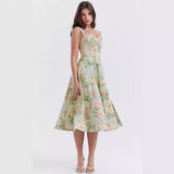 Fongt Women's Clothing 2026 Spring And Summer Temperament Thin Slings Sexy Open Broken Flower Dress