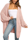 Fongt And Winter Hot Style Lady Solid Color Long Sleeve Pocket Loose Cardigan Knit Sweater