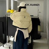 Vintage Down Bread Clothes Female 2024 Winter Design Feel Double Zipper Trend Advanced Feel White Duck Down Coat-Outfit