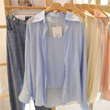 Fongt Fairy Chiffon Sunscreen Women's Summer 2025 New Long Sleeve White Shirt Coat Solid Thin Cardigan T-Shirt