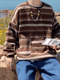 Men's Pocket Striped Knit Sweater-Outfit