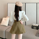 Fongt One Piece Type Button High Waist Show Thin Half Skirt Female Design Sense Small Temperament Small Waist A Word Skirt-Outfit