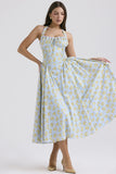 Fongt New Summer Sling Dress Fashion Print Hanging Neck Lace Dress