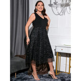 Fongt Summer Women's Clothing Large-Size Dress V-Neck Temperament Body-In-Tonic High-End Dress Woman