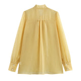 Fongt Spring Fashion Leisure V Tie With Thin And Flowing Shirt Top Female A15017