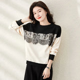 Fongt Splicing Hoodie Female Loose Round Collar Set Model 2023 Spring And Fall New Top Coat-Outfit