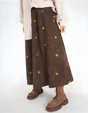 Embroidered Corduroy Maxi