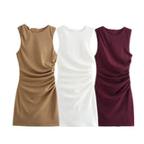 Fongt Women's Explosive Three-Color Knitted Wrinkle Decoration Dress