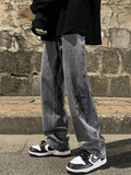 Men's Washed Vintage Star Straight Leg Jeans-Outfit