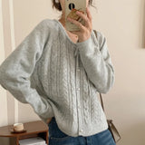 Wind Milk Fufu Soft Waxy Strap Sweater Coat Cardigan Female Autumn And Winter Twist Unique Top Versatile Knit-Outfit
