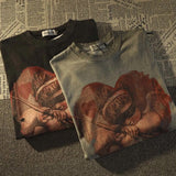 Europe Love Angel Print Y2K Sweatshirt Hip Hop Cool Streetwear Oversized Pullover Dark Goth Tops Harajuku Kawaii