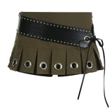 Features Chicken Eyelids With Spicy Girls Low Waist Ultra-Short Pleated Skirt 2024 Summer New Tooling Miniskirt-Outfit